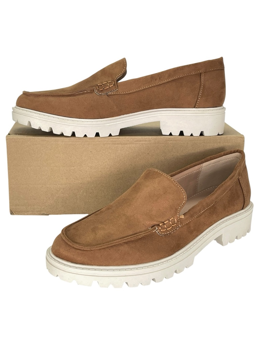 Journee Collection Erika Tan Microsuede Womens Loafers Size 9N